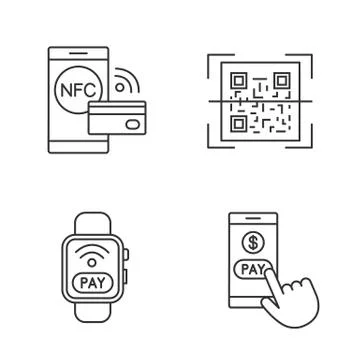 E-payment linear icons set Stock-Illustration