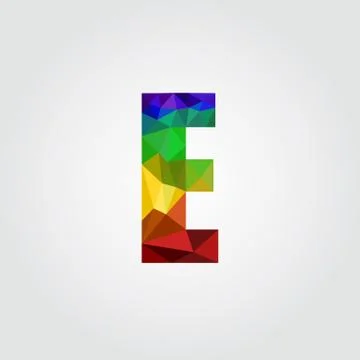 E Polygon alphabet colorful font style. Vector illustration. Stock Illustration