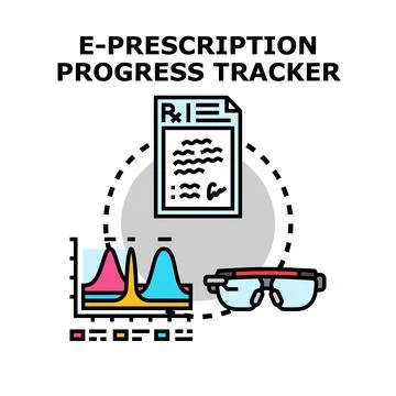 E prescription progress tracker for online medicine data Stock Illustration