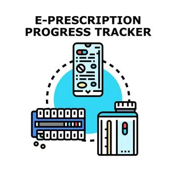 E prescription progress tracking digital health application Ilustración de archivo