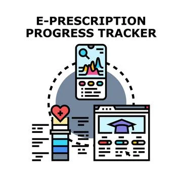 E prescription progress tracking digital health system Stock Illustration