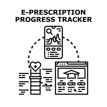 E prescription progress tracking digital health system Stock Illustration