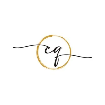 E Q Initial Script Letter Beauty Logo Template Illustrazione stock