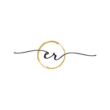 E R Initial Script Letter Beauty Logo Template Stock Illustration