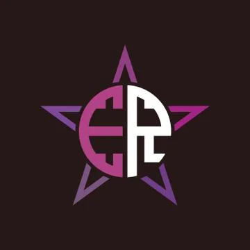 E R initials circle with stars and black background Stock Illustration