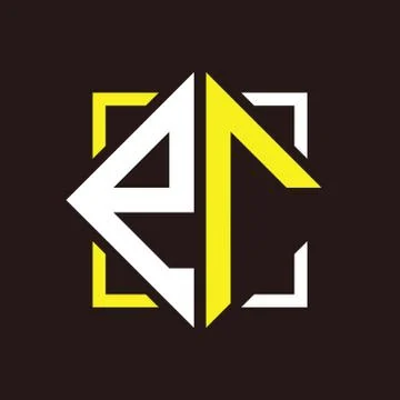 E R Initials quadrangle monogram with square Stock Illustration