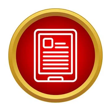 E reader device displaying digital book content icon Stock Illustration