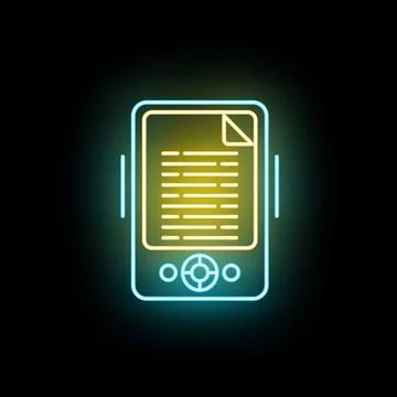 E reader device displaying digital text in neon glow Stock Illustration