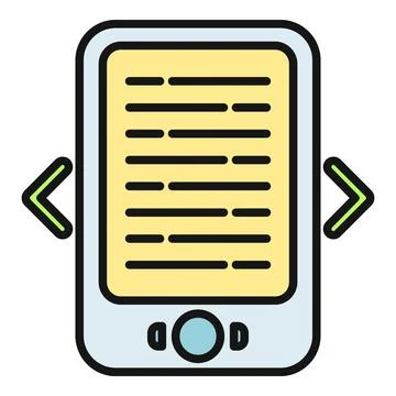 E reader device displaying e book content and navigation arrows イラスト素材