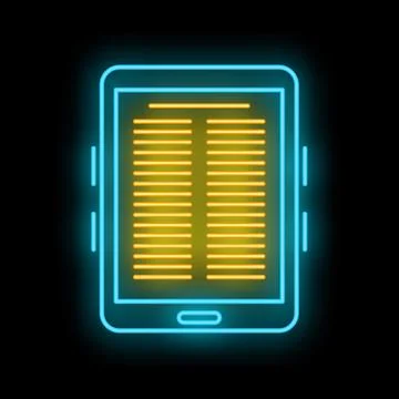E reader displaying digital book with neon glow 스톡 일러스트