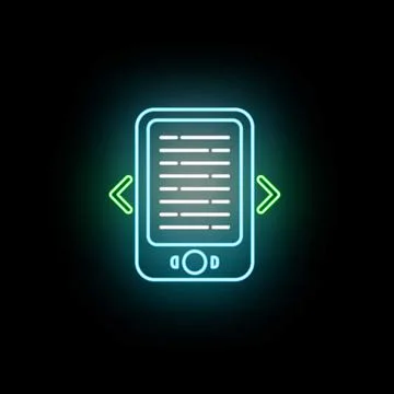 E reader neon icon showing digital reading technology Stock Illustration