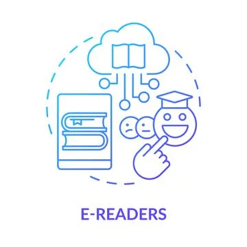 E readers blue gradient concept icon Stock Illustration