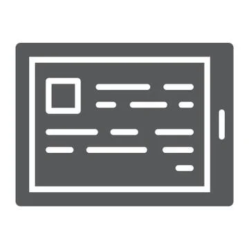 E reading glyph icon, e learning and education Stock Illustration