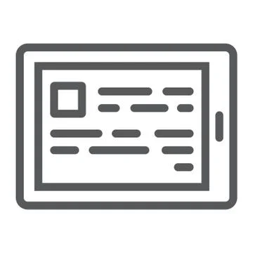 E reading line icon, e learning and education Stock Illustration