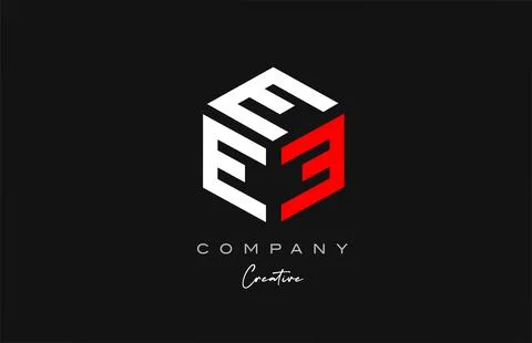E red white three letter cube alphabet letter logo icon design. Creative te.. Stock Illustration