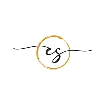 E S Initial Script Letter Beauty Logo Template 스톡 일러스트