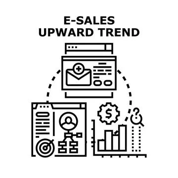 E sales upward trend strategy developing online business イラスト素材
