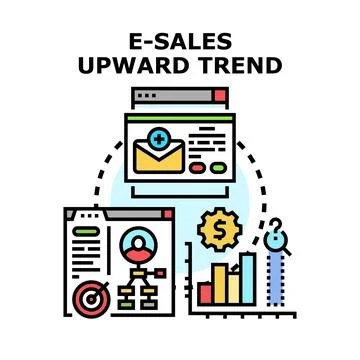E sales upward trend strategy developing online business イラスト素材