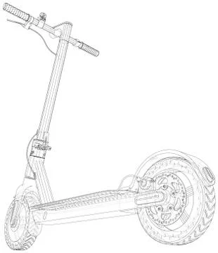 E-Scooter. Isolated wire-frame line. Vector rendering of 3d Stock-Illustration