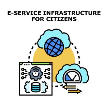 E service infrastructure for citizens accessing digital cloud technology Stock Illustration
