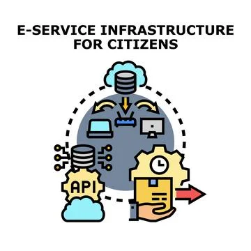 E service infrastructure for delivering digital citizen services Stock Illustration