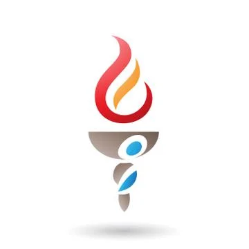E Shaped Red Fire and Torch Vector Illustration Stock Illustration