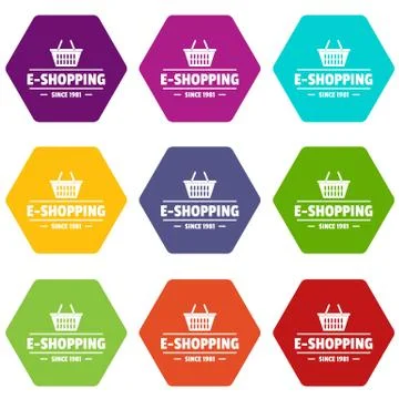 E shipping icons set 9 Illustrazione stock