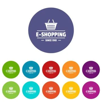 E shipping icons set vector color Illustrazione stock