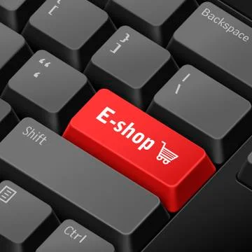 E-shop concept with 3d computer keyboard Stock Illustration