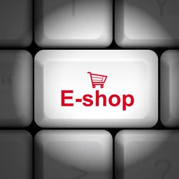 E-shop concept with computer keyboard Illustrazione stock