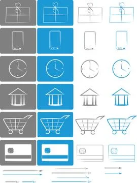 E-shop E-comerce Icon set Ilustración de archivo