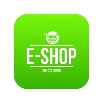 E shop icon green vector Illustrazione stock