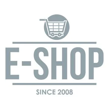 E shop logo, simple gray style Illustrazione stock