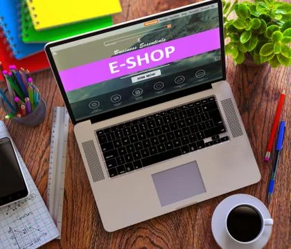 E-Shop. Office Working Concept 库存插图