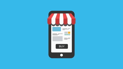 E-Shop in a smartphone. E-commerce shopping concept. Vidéo 100825585
