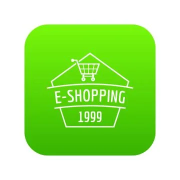 E shopping icon green vector Illustrazione stock