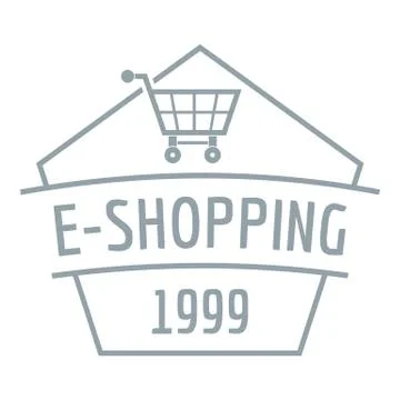 E shopping logo, simple gray style 스톡 일러스트