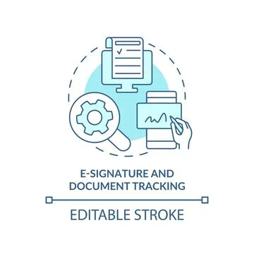 E-signature and document tracking turquoise concept icon 스톡 일러스트