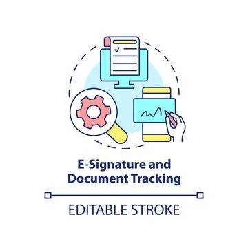 E-signature and document tracking concept icon Illustrazione stock