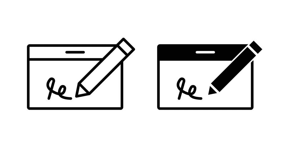 E Signature icon bundle for website design projects Stock Illustration
