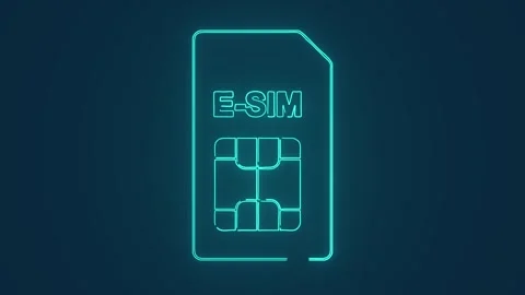 E-sim card digital telecommunication technologies animation Video stock 264961252