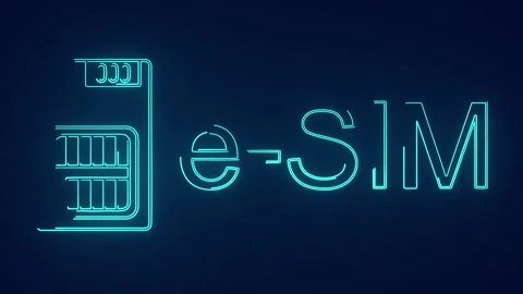 E Sim embedded Digital Sim network operator Technology animation Stock Footage 241834051