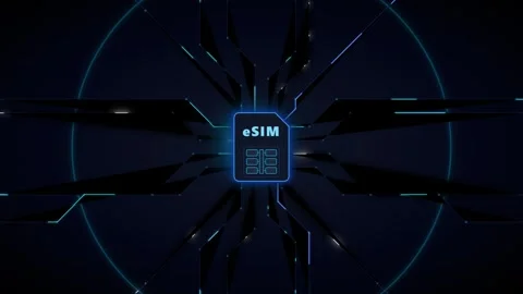 E sim technology concept: digital sim card activation and global mobile net.. Stock Footage 337560428
