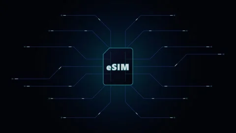 E sim technology concept: digital sim card with global network connectivity.. Stock Footage 337560502