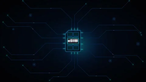 E sim technology concept with digital circuitry network and data connectivi.. Stock Footage 337560504