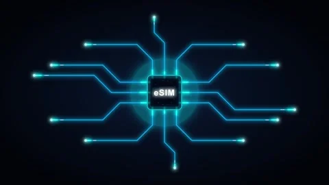 E sim technology concept with digital circuit board animation and glowing d.. Stock Footage 337560505