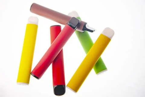 E-SMOKE. E-VAPE. Electronic cigarette sticks isolated on white background. Stock Photos