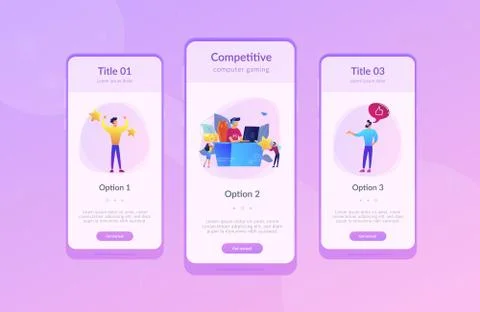 E-sport app interface template. Illustrazione stock