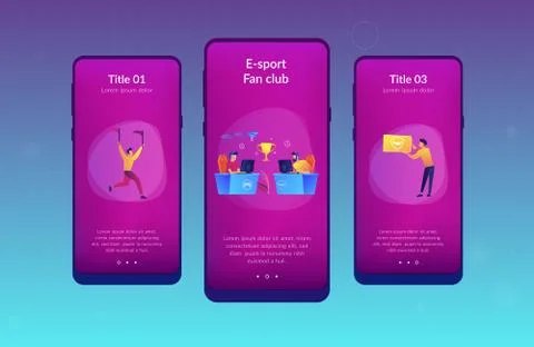 E-sport fans app interface template. Illustrazione stock