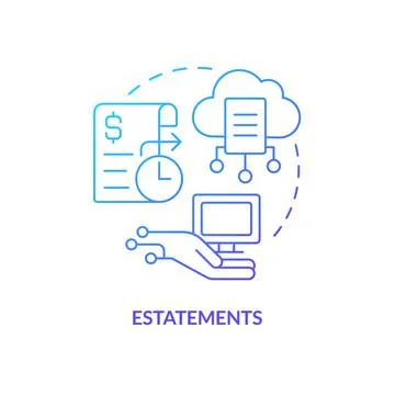 E statements blue gradient concept icon Stock Illustration
